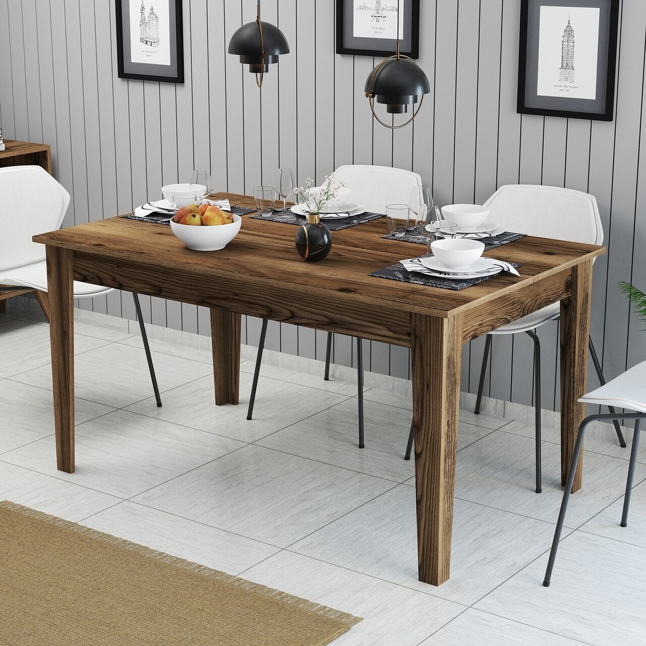 Masa dining, Hommy Craft, Milan 516, 145 x 75 x 88 cm, pal melaminat, nuc - imagine 7